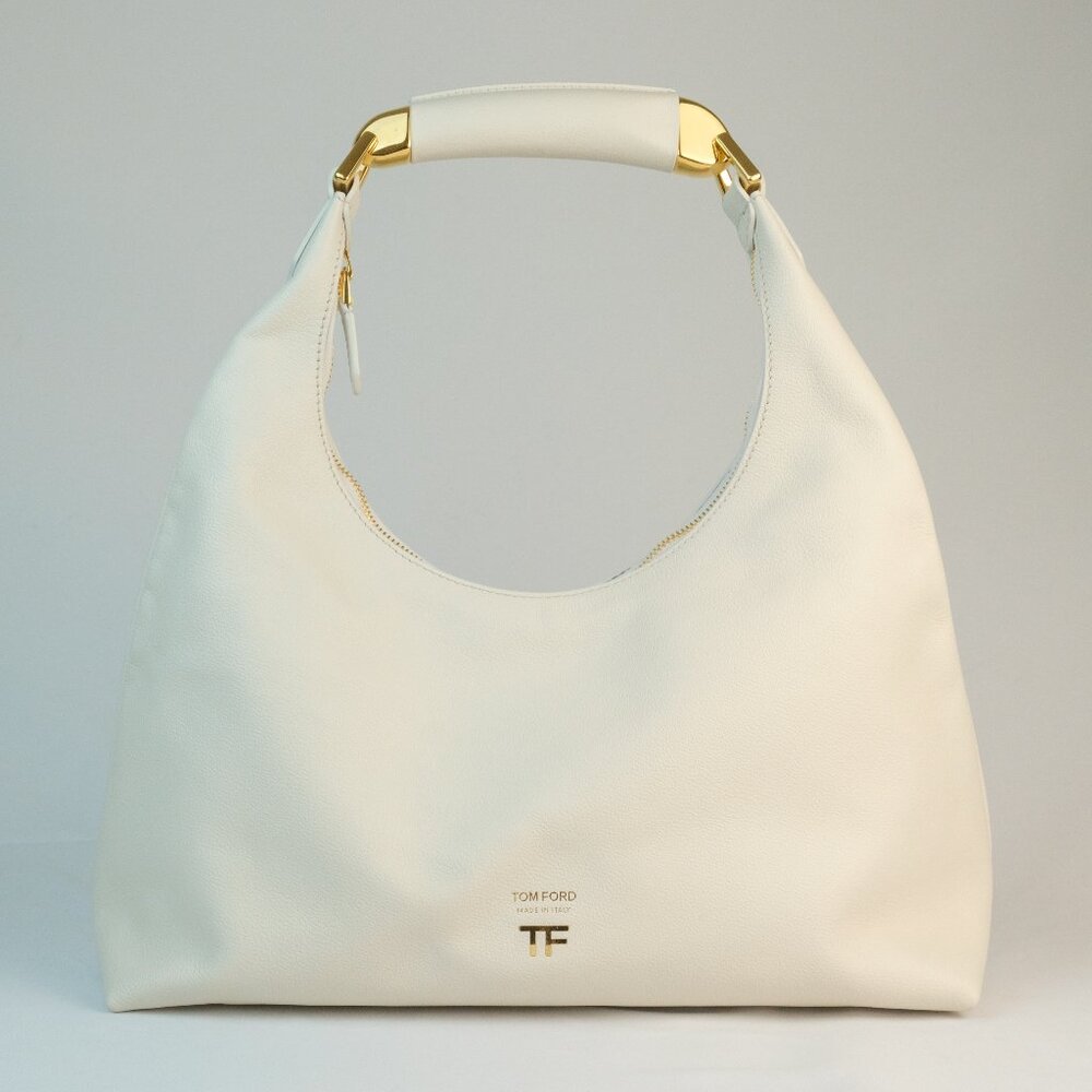 Tom Ford Bianca Small Hobo Bag, Ivory Leather